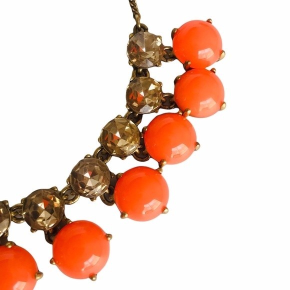 J. Crew Orange Stone and Gold Rhinestone Necklace - Picture 5 of 9